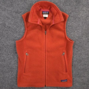 Patagonia Synchilla Vest Womens Small Orange Full Zip Outdoor Lightweight Fleece - Picture 1 of 8