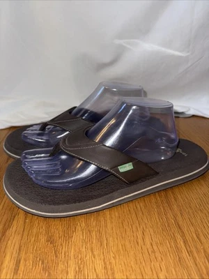 Sandalias Sanuk Para Hombres Cerveza Acogedoras Chanclas Tanga Marrón Espuma Talla 10 Foto 1 de 4