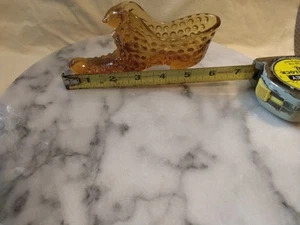 Vintage Amber Hobnail FENTON  Cat's Head SHOE SLIPPER 6 INCHES - Picture 1 of 9