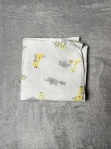 Child of Mine by Carters Baby Receiving Blanket Animal Flannel Yellow Gray White - Picture 1 of 4