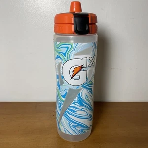 Gatorade GX 30 Oz Water Bottle Blue Green Marble Squeeze Flip Top Orange Sports - Picture 1 of 8