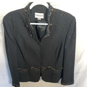 John Meyer Women’s Dressy Jacket Size 14 Black Beaded Going Out Party  - Picture 1 of 12