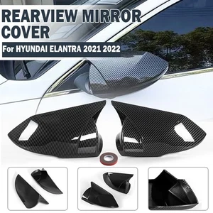 Cubierta de embellecedor de espejo retrovisor exterior de fibra de carbono para Hyundai Elantra 2021~2024 - Imagen 1 de 12