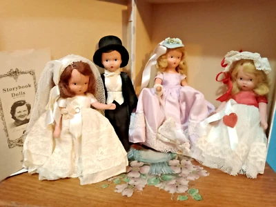 4 Muñecas Nancy Ann Libro de Cuentos #190 April Showers #157 Reina de Corazones Novio Foto 1 de 4