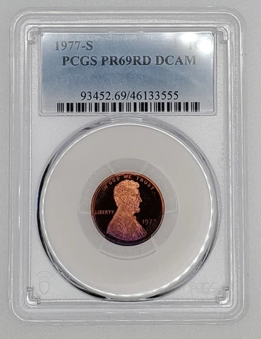 1977-S Lincoln Memorial Cent with Toning (1C) PCGS PR69RD DCAM Cover
