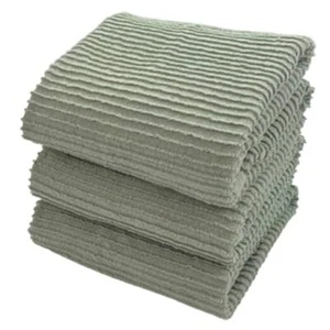Sage Green Kitchen Dish Towels 100% Cotton Cloth Soft Cleaning Sage Ribbed - Picture 1 of 7
