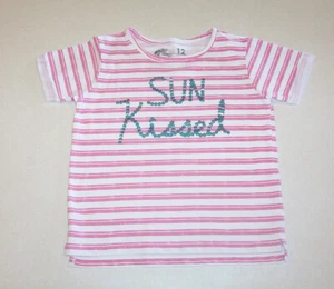 Mädchen Bass Pro Shops rosa & weiß gestreiftes Siebdruck Strick T-Shirt 12 - Bild 1 von 2