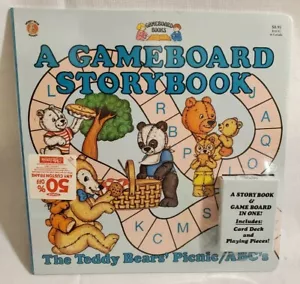 VTG 1989 Honey Bear Books Gameboard Storybook - The Teddy Bears' Picnic/ABC's - Imagen 1 de 5