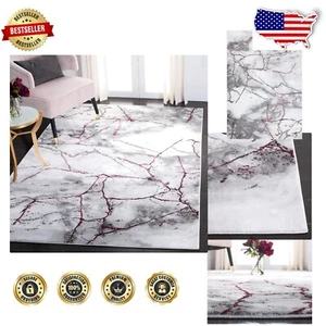 Contemporary Grey & Wine Accent Rug - Ideal for High Traffic Areas, 2'7" x 5' - Picture 1 of 8