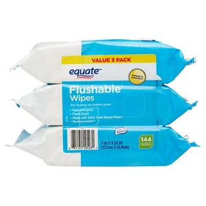 Equate Fresh Scent Flushable Wipes, 3 Packs of 48, 144 Total Wipes - Picture 1 of 3