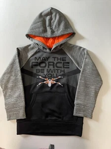 Star Wars Hoodie Size 4 "May The Force Be With You" Boy's Pullover New - Picture 1 of 5