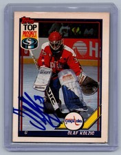 OLAF KOLZIG signed RC CAPITALS 1991 Topps hockey card AUTO Autographed #290