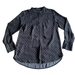 Marks & Spencer Navy and White Print Long Sleeve Satin Tunic UK 12 *in exc cond* - Picture 1 of 24