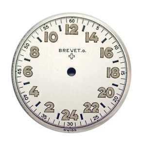 Orig. Nos Helbros True 24 Stunden Militär PATENT.D Armbanduhr Zifferblatt, Schweiz 1940 - Bild 1 von 2