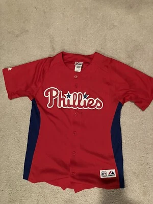 Phillies jersey Sz Youth L by Majestic Player Howard # 6 Red with blue Button up - Изображение 1 из 2