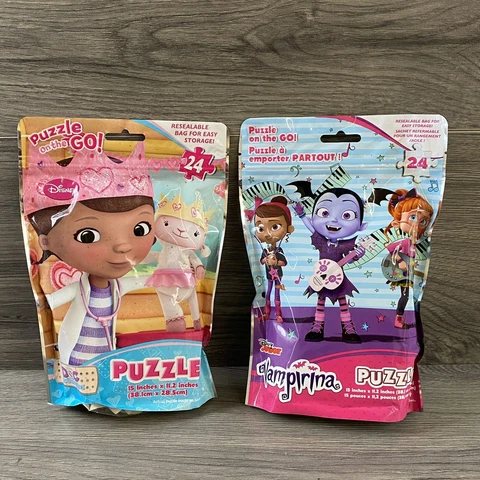 Lot Of 2- Doc Mcstuffins & Vampirina Puzzle On The Go! Resealable Bag New Cover