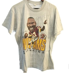 Washington Redskins Shirt DOUG WILLIAMS Cariacuture AUTOGRAPHED Vintage XL Gray - Picture 1 of 3