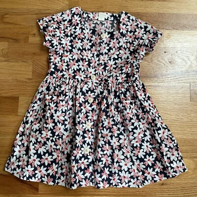 J. Crewcuts девочек хлопок смесь маргаритки печать платье темно-синий белый красный 4 4T - Изображение 1 из 4