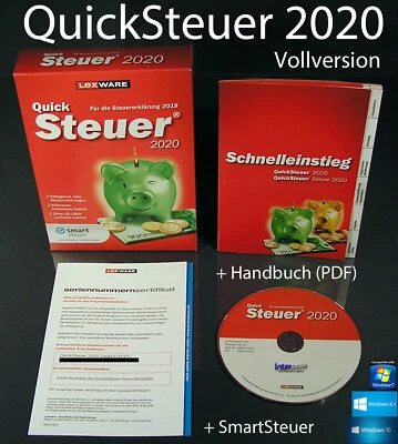 Lexware QuickSteuer 2020 Vollversion Box, CD, Handbuch (PDF) Steuerjahr 2019 NEU - Bild 1 von 4