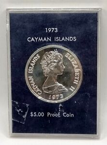 Cayman Islands 5 SILVER Dollars 1973 PROOF COIN