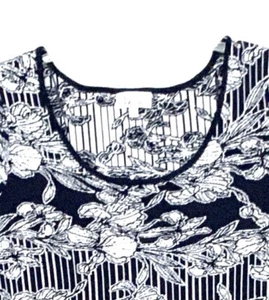 Vestido Tejido Signature by Robbie Bee Talla Grande Floral Azul Marino Marfil S/S NUEVO Z1 - Imagen 1 de 9