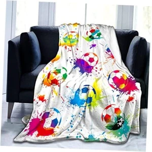 Soccer Blanket Throw Soccer Ball Blankets Soft 60"x50" Medium for Youths Color3 - Picture 1 of 8