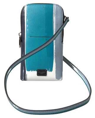 DOLCE & GABBANA Phone Bag Blue Leather Purse Crossbody Sling Unisex 800usd - image 1 of 4