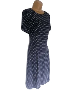 John Lewis Navy Dotted Vintage style tea dress Sz 8-10 Vgc! - Picture 1 of 10