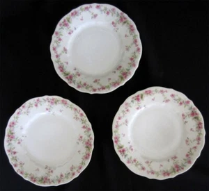 C.T. Germany Porcelain: 3 Antique Carl Tielsch 6” Plates Pink Floral late 1800s - Picture 1 of 9