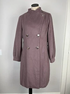 Karl Lagerfeld Peacoat Medium Mauve Wollmischung Blusenärmel Taschen Neu ohne Etikett - Bild 1 von 12