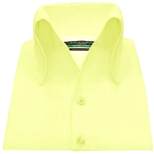 Camisa amarilla 100 % algodón cuello abotonado abierto alto para hombre estilo fiesta única - Imagen 1 de 10