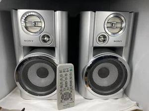 SONY Bookshelf Speakers Pair SS-CHP7 3-Way Bass Reflex W/ Remote RM-SRG440 - Picture 1 of 8