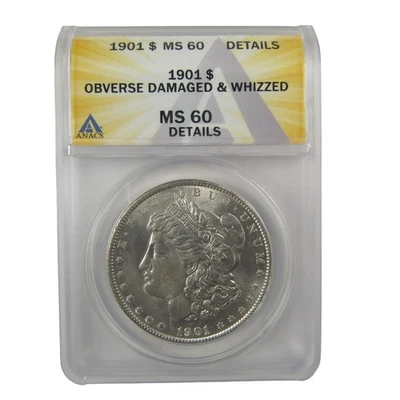 1901 Morgan Dollar MS 60 Details ANACS Silver Uncirculated SKU:I21292 - Image 1 of 4