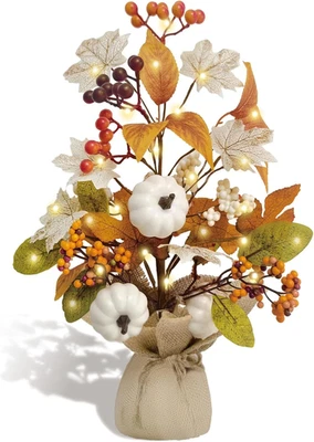 Decoraciones de otoño para el hogar árbol de otoño de 18 pulgadas, hojas de arce bayas de calabaza falsas caída Foto 1 de 4