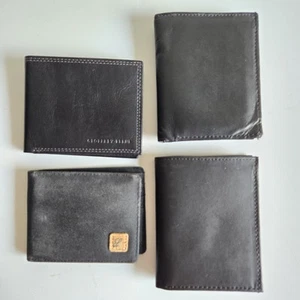 4 Geldbörsen / Geoffrey Beene Herren Schwarz Echtleder / 3 Markenlose RFID Portemonnaie - Bild 1 von 5