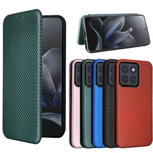 For Motorola Edge 70, Luxury Carbon Fiber Leather Business Wallet Case Cover - Picture 1 of 27