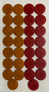 Vintage Bakelite Poker Chips 30 - Butterscotch & Red - Picture 1 of 5
