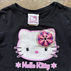 Vintage Y2K 2006 Baby Girls Small Sanrio Hello Kitty Big Face Glitter Cute Tee - Picture 1 of 6