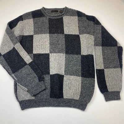 Suéter para hombre Lord & Taylor Metropolitan mezcla de lana bloque de color XL negro gris Foto 1 de 4