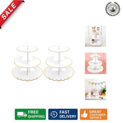 Lujosa torre de cupcakes de papel - Paquete de 2, fácil montaje y exhibición impresionante Foto 1 de 4