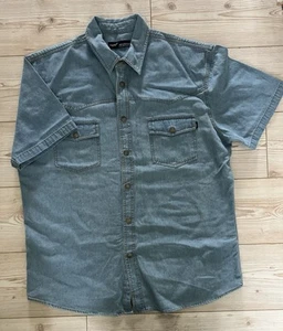 Arizona Vintage Button Up Hemd Herren Kurzarm Denim Tasche Western Style UK17 - Bild 1 von 12