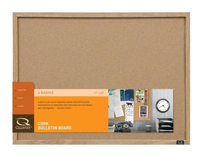Quartet 35-380342Q Oak Finish Frame Cork Bulletin Board 17 x 23 in. - Image 1 of 1