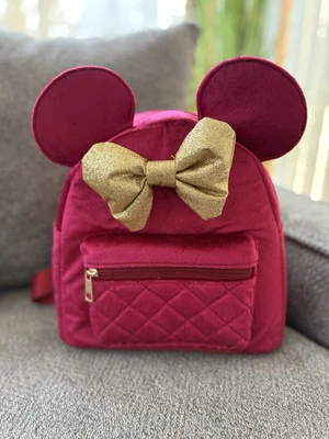 NUEVO Bioworld Disney Minnie Mouse Rojo Terciopelo Mini Mochila Bolso de Viaje Cartera Foto 1 de 4