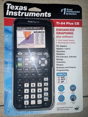 Texas Instruments TI-84 Plus CE Graphing Calculator, Black, NEW - Image 1 of 2