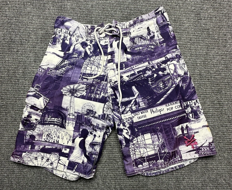 Pantalones Cortos Zoo York Para Hombres 31 Púrpura Foto Collage Matt Weber Tabla Bañador Playa Foto 1 de 4