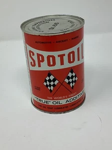 Vintage SPOTOIL  “True” Oil Lubricant Additive Can With Crossed Checkered Flags - Picture 1 of 5