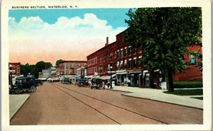 Business Section Waterloo NY Street Scene Vintage Postcard SB1 - Picture 1 of 2