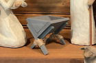 Wooden Manger for Nativity Creche ,Hand-Crafted,Willow Tree Compatible (gray)