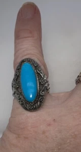 Sterling Silber 925 Ring Vintage Gr. O Caroline Pollack Relios Türkis - Bild 1 von 7