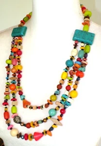 Sobral Early Aventuras 3 Voltas Multicolor Beads Statement Artist Made Necklace - Picture 1 of 5